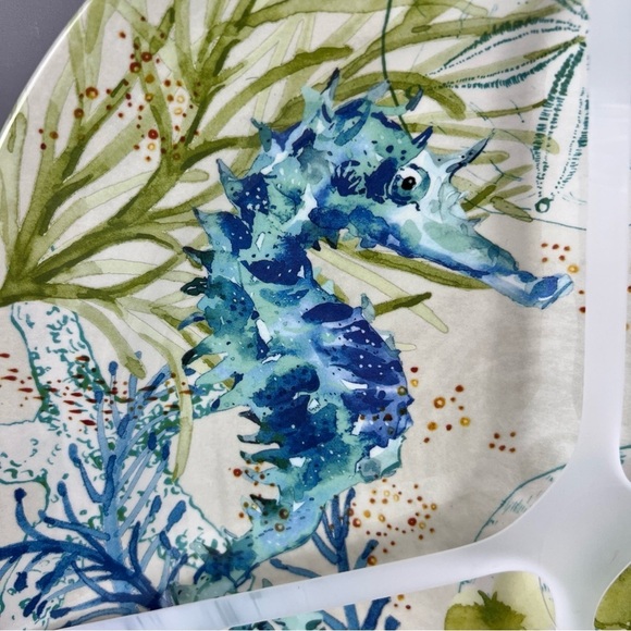 Sigrid Olsen Melamine Salad Plates Sea Life Coastal Blue Green 8.5" Set fo 4 NEW - Picture 6 of 6